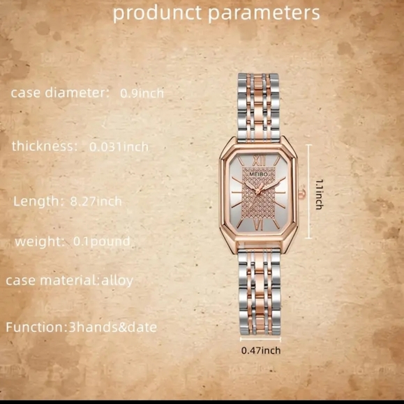 Rectangle Vintage Women's Steel Strap Fancy Watches. - Picture 4 of 7